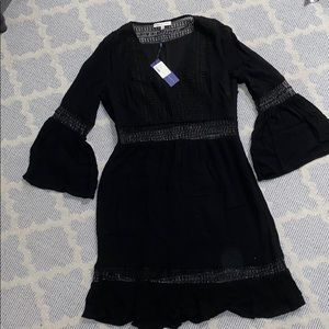 Black bell sleeve Rebecca mink off dress